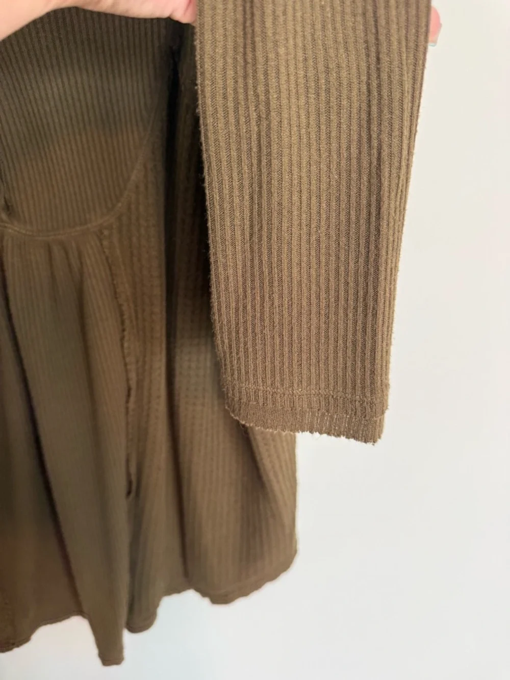 Free People Olive Waffle Henley Long-Sleeve Top - Picture 6 of 8